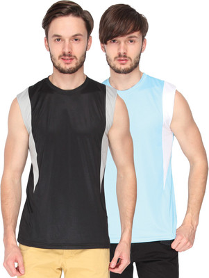 

Campus Sutra Solid Men Round Neck Black, Light Blue T-Shirt(Pack of 2, Black;sky blue