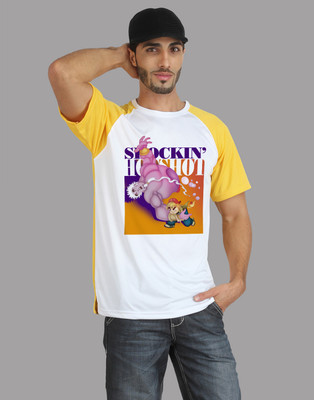 

Trionic Printed Men's Round Neck Yellow, White T-Shirt, Canary yellow