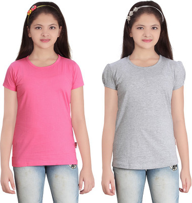 

FabTag - Sini Mini Girls Solid T Shirt(Multicolor
