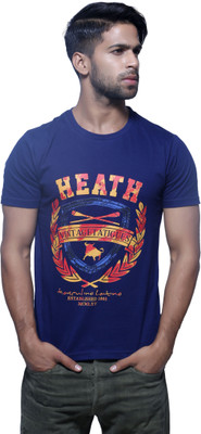 

Masculino Latino Printed Men's Round Neck Reversible Dark Blue T-Shirt, Navy