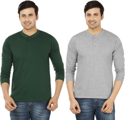

Weardo Solid Men' Henley Green, Grey T-Shirt(Pack of 2, Bottle green;grey