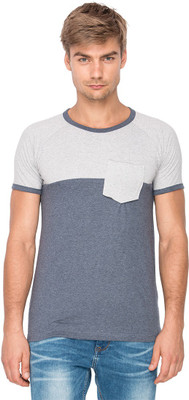 

Campus Sutra Solid Men Round Neck Blue, Grey T-Shirt