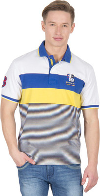 

Wilkins & Tuscany Striped Men's Polo Neck White T-Shirt, Gold;white