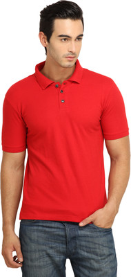 

Fio Solid Men's Polo Neck Red T-Shirt, Vermillion red