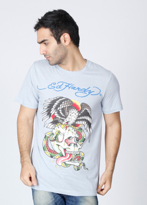 

Ed Hardy Printed Men's Round Neck Light Blue T-Shirt