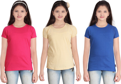 

FabTag - Sini Mini Girls Solid T Shirt(Multicolor
