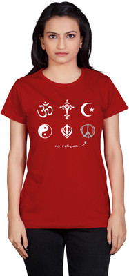 

Tantra Graphic Print Women Round Neck Red T-Shirt