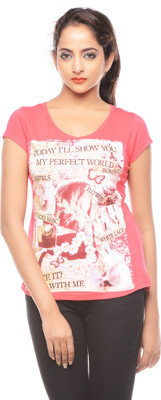 

Trendy Girlz Printed Women's Round Neck Red T-Shirt, Teaberry