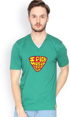 

Campus Sutra Solid Men V-neck Dark Green T-Shirt, Bottle green