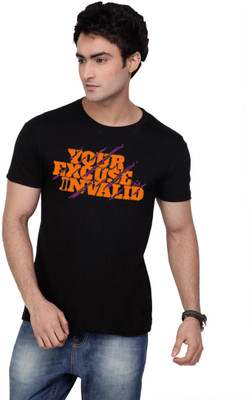 

Inkovy Graphic Print Men' Round Neck Black T-Shirt