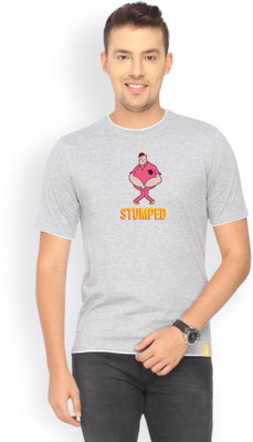 

Campus Sutra Printed Men Round Neck Grey T-Shirt