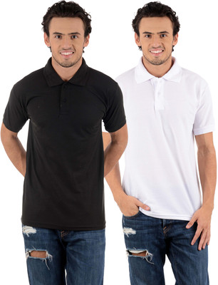 

Blaze Solid Men's Polo Neck Multicolor T-Shirt(Pack of 2, Black;white