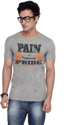 

Inkovy Graphic Print Men's Round Neck Grey T-Shirt