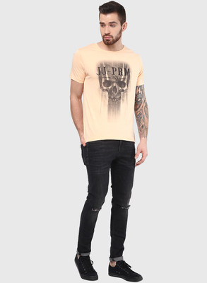 

Jack & Jones Graphic Print Men's Round Neck Yellow T-Shirt, Beach sand