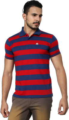 

Cotton County Premium Striped Men's Flap Collar Neck Red T-Shirt