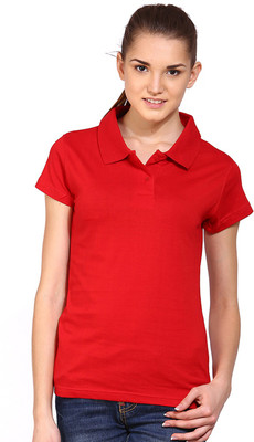 

Ap'pulse Solid Women's Polo Neck Red T-Shirt
