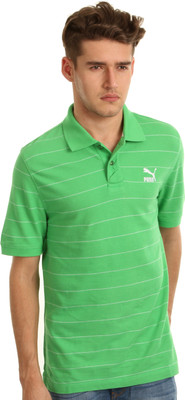

Puma Striped Men' Polo Neck Green T-Shirt, Island green-white