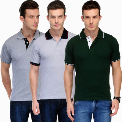 

Scott International Solid Men's Polo Neck Grey, Dark Green T-Shirt(Pack of 3, Grey and dark green