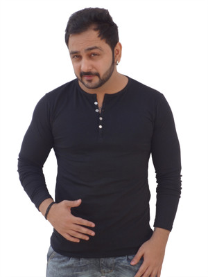 

Black Collection Solid Men's V-neck Black T-Shirt