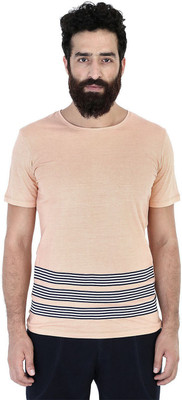 

Mr Button Solid Men's Round Neck Orange T-Shirt, Peach