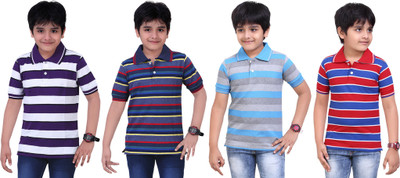 

Dongli Boys Striped T Shirt(Multicolor, Pack of 4), Combo color