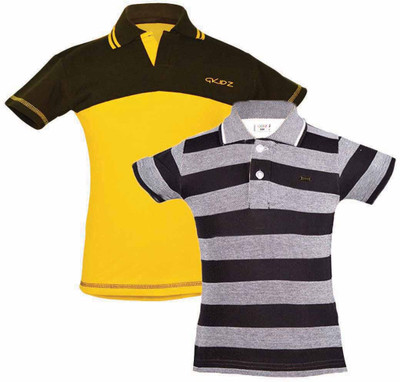 

Gkidz Boys Solid Cotton T Shirt(Multicolor, Pack of 2, Black