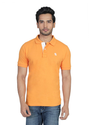 

The Cotton Company Solid Men' Polo Neck Orange T-Shirt, Marigold orange