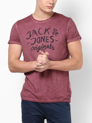 

Jack & Jones Graphic Print Men' Round Neck Maroon T-Shirt, Fig