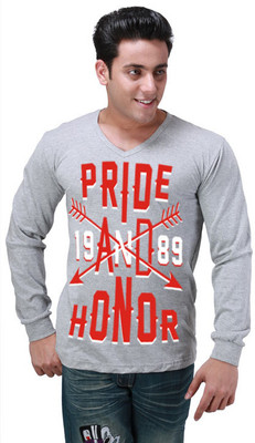 Inkovy Graphic Print Men' V-neck Grey T-Shirt