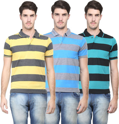 

Vimal Striped Men's Polo Neck Multicolor T-Shirt(Pack of 3