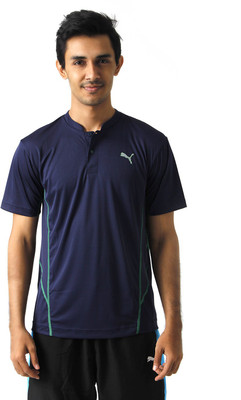 

Puma Printed Men's Henley Dark Blue T-Shirt, Peacoat