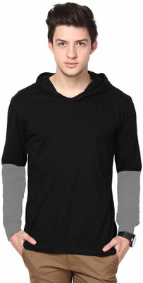 

Cool Club Solid Men's Hooded Black T-Shirt
