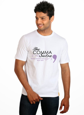 

Campus Sutra Printed Men Round Neck White T-Shirt
