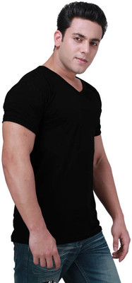 

Inkovy Solid Men' V-neck Black T-Shirt