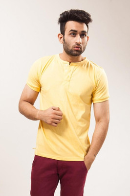 

Unisopent Designs Solid Men' Henley Yellow T-Shirt