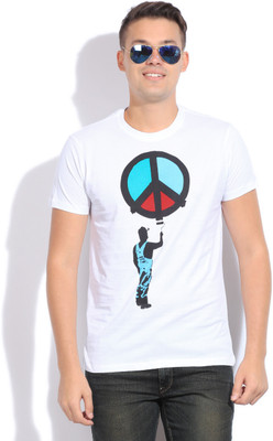 

Flippd Printed Men's Round Neck White T-Shirt