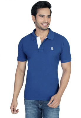 

The Cotton Company Solid Men' Polo Neck Blue T-Shirt, Royal blue