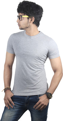 

Spur Solid Men' Round Neck Grey T-Shirt, Mealange