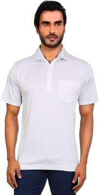 

Valeta Printed, Solid Men's Polo Neck White T-Shirt, Brilliant white