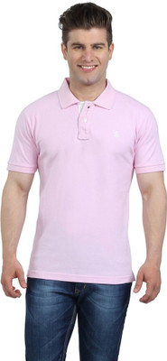 

The Cotton Company Solid Men's Polo Neck Pink T-Shirt