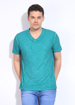 

John Players Solid Men's V-neck Blue T-Shirt, 1a5