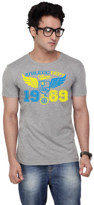 

Inkovy Graphic Print Men's Round Neck Grey T-Shirt