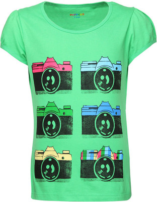 

Poppers by Pantaloons Girls Graphic Print T Shirt(Green