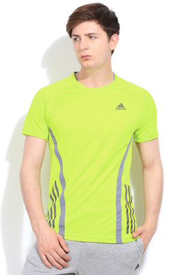

ADIDAS Solid Men's Round Neck Green T-Shirt, Slime/tegrme