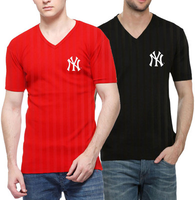 Cool Club Solid Men V-neck Black T-Shirt