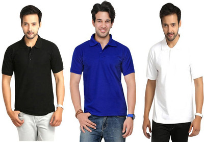 

Keepsake Solid Men's Polo Neck Multicolor T-Shirt(Pack of 3, F black