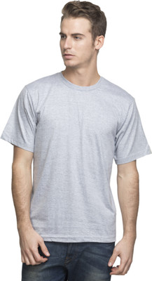 Lambency Solid Men's Round Neck Grey T-Shirt