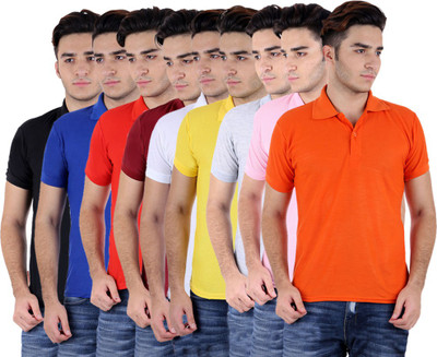 

Sanvi Traders Solid Men Polo Neck Multicolor T-Shirt(Pack of 9