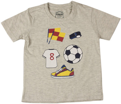 

Chalk by Pantaloons Boys Printed T Shirt(Grey, Pack of 1, Grey melange