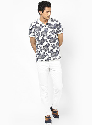 

Jack & Jones Floral Print Men' Polo Neck White T-Shirt, Cloud dancer